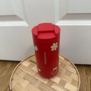 NWT Starbucks 2025 Holiday Red Gingerbread Printed SS Bottle 16 oz Tumbler